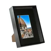 1x Black A4 (8" x 12") 3D Deep Box Frame with Black A5 Mount Shadow Display