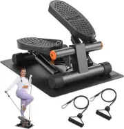 Hydraulic Fitness Stepper with LCD Monitor for Home Exercise - Quiet & Effective