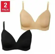 Calvin Klein Womens Ightly Lined Wirefree Bra 2 Pack Size-L Color-Black/Bare
