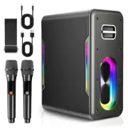 Karaoke Machine with 2 Wireless Microphones Portable Bluetooth Karaoke Machin...