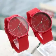 Skagen Unisex Aaren Kulor Poppy Red Silicone Strap Watches 41 mm Set of 2