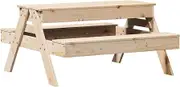 vidaXL Solid Wood Pine Kids Picnic Table - Convertible Sandpit Design, Sturdy Outdoor Garden Furniture for Children, Brown