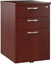 Bush Business Furniture Office in an Hour 3 Rolling File Cabinet | Mobile Under Desk Drawers for Letter, Legal, and A4-Size Document Storage, Hansen Cherry