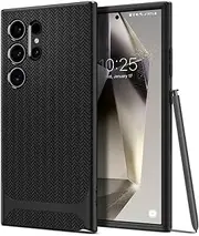 [Spigen] Neo Hybrid Case Designed for Samsung Galaxy S24 Ultra Case Herringbone Pattern Dual Layered Bumper Cover - Black