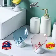 Bar Soap Holder Tray Box Leaf-Shape Self-Draining Sponge Holder W/Suction Cup IW