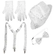 Sequin Hat Punk Style Headwear White Fedora Light up Hats for Adults Man