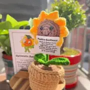 Positive Energy Potato Hug Pocket Mini Handmade Plush Wool Knitting Doll with Ca