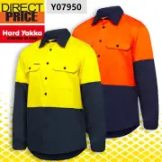 Hard Yakka Work Shirt Hi Vis Long Sleeve 2 Tone Vented Shirt Y07950 NEW
