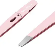 MR.GREEN Eyebrows Tweezers Colorful Beauty Fine Hairs Puller Makeup Tools Stainless Steel Slanted Eye Brow Clips Removal (Pink)