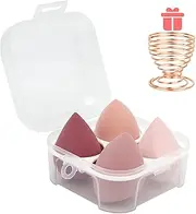 Leeshine 5 Pcs Makeup Sponges Set - 4 Beauty sponges Blending Blenders with 1 Holder and Egg Case, Flawless for Cream, Powder and Liquid (Pink)
