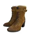 Born Womens Cass Leather Block Heel Lace Up Rust Suede Boots Size 7.5 NIB $200