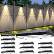 Solar Fence Lights ,RGB & Warm White & 6 Colors Bright Lens LED Dusk to Dawn Dec