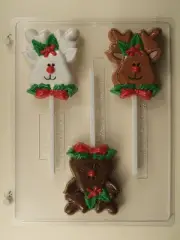 REINDEER FACE FRONT VIEW LOLLIPOP CHOCOLATE CANDY MOLD DIY CHRISTMAS