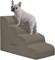 Mesa Lemon Dog Steps for Small Dogs, 4-Step Dog Ramp and Stairs for High Beds and Sofa, Non-Slip Pet Stairs Removable and Easy to Clean Cover, Light Brown