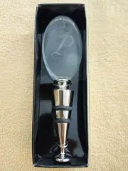 MUDPIE Cosmopolitan Initially Home P Engraved Monogram Bottle Topper NEW Letter