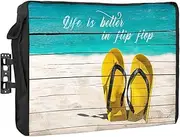 Outdoor TV Cover 70 to 75 Inches, Beach Summer Teal Wooden Grain Waterproof and Weatherproof TV Cover with Remote Control Pocket, Flat Screen TV Cover Protector for Outside TV