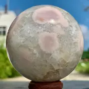 353G Natural Sakura Flower Agate QUARTZ Sphere Crystal Ball Healing