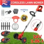 24V 800W Whipper Snipper Lawn Mower Cordless Grass Trimmer Blades Brush Garden