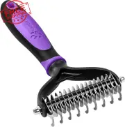 Pet Grooming Brush, 2 Sided Undercoat Rake for Dogs & Cats, Professional Deshedd