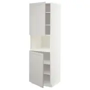 METOD high cab f micro w 2 doors/shelves, white/Lerhyttan light grey, 60x60x200 cm