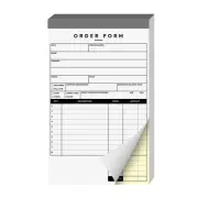 Order Form Pad 2 Part Carbonless Book, Tear Off Carbon Copy White & Yellow Pa...