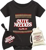 [YSCULBUTOL] Baby Twins Bodysuit Funny Ramen Outfit Noodle Funny Romper Baby Costume Jumpsuit Hat Bags