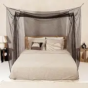 Black Mosquito Net for Single to King-Sized Beds – No Openings & 6 Hanging Loops – Decorative Rectangular Shape for Home & Travel – Bed Canopy Hanging Kit & Carrying Bag Included