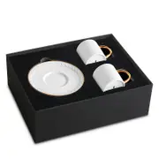 L'Objet Neptune Gold Trim Espresso Cup & Saucer, Set of 2
