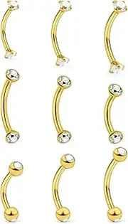 [Hoeudjo] Rook Piercing Jewelry Surgical Steel Eyebrow Piercing Jewelry 16g Surface Tragus Earrings Curved Barbell Daith Eyebrow Rings for Women Different Length 6/8/10mm