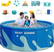 Folding Swimming Pool - Portable Hard Shell Folding Family Pool,Round Swimming Pool for Outdoor, Indoor, Backyard, Garden, Balcony, Beach