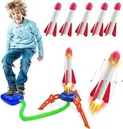 PVFZXS Pack of 7 Rocket Toys for Children, 6 Foam Rockets and 1 Launcher Pad, Launch Up to 100+ Ft, Birthday Gift Toy for Children, Boys, Girls, Age 3, 4, 5, 6 + Years Old
