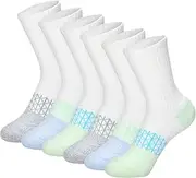 [Hanes] girls Cushioned Crew Socks, Absolute Active Crew Socks for Girls, Moisture-wicking, 6-pairsSocks