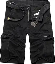 [Maiyifu-GJ] Men's Lightweight Casual Cargo Shorts Twill Zipper Pockets Outdoor Short Pants Cotton Military Army Short No Belt