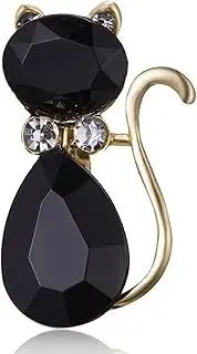 [Inateannal] Cat Brooch Pin Black Crystal Kitty Brooch Cute Rhinestone Cat Enamel Pin Wedding Bridal Brooch Decoration Jewellery For Women Girls