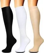 QOCUILC 3 Pairs Compression Socks, Compression Socks for Men and Women, Support Socks, Compression Socks, Support Socks, Travel Socks for Sports and Running