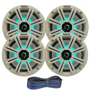 Kicker 8" 2-Way 300W MultiColor LED Speakers (2 Pair) w/White Grilles, Wire