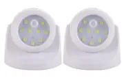 2Pcs Outdoor Safe Portable 360 Degree Battery Operated Motion Sensor Light For Walkways-White