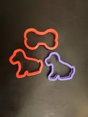 Lot of 3 Colorful Plastic Dog Cookie Cutters Bones and Puppy