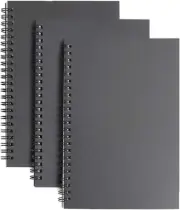 Spiral Notebook A5 Lined, 3 Pack Soft Cover Journal Kraft Cover Black,100 Pages/