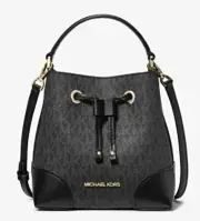 NWT Michael Kors - Small Mercer Drawstring Logo Bucket Bag in Black - Crossbody