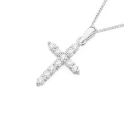 Alora 10ct White Gold 1/4 Carat Tw Lab Grown Diamond Cross Pendant