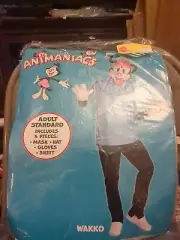 Animaniacs Wakko Adult Standard Size Halloween Costume Mask Gloves Shirt. New!