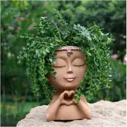 Meltset Face Planters Pots Head Unique Face Flower Pot Head Planter for Indoor P