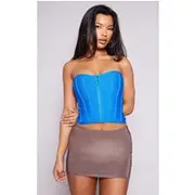 Bright Blue Bandage Hook And Eye Structured Corset, Bright Blue