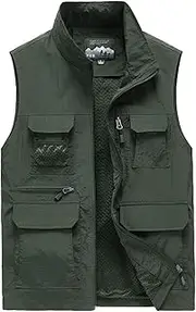 [QtthZZr] Men's Vest Spring Autumn Sleeveless Casual Gilet Multi-Pocket Outdoor Fishing Photography Waistcoat Breathable Jacket