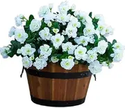 Artificial Fake Flowers Plants for Outdoor Outside Decoration, Faux Silk Camellia UV Resistant Realistic for Front Door Porch Planter Pot Patio Balcony, 3 Bundles (White, 15.3 inch)
