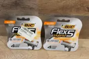 2 packs x BIC Flex5 Hybrid 5 Blade Razor 4 Count Refills - 8 Total - New Sealed