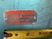 Braden Gearmatic WINCH WARNING PLATE, p/n 23310. SET OF 2
