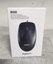 NEW Logitech B100 Full Size Corded Mouse