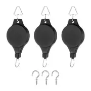 6 Pcs Pulley Retractable Plant Hanger with Ceiling Hook Flower Black